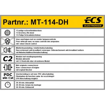 Kit électrique, dispositif d'attelage ECS MT-114-DH