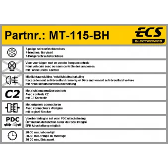 Kit électrique, dispositif d'attelage ECS MT-115-BH