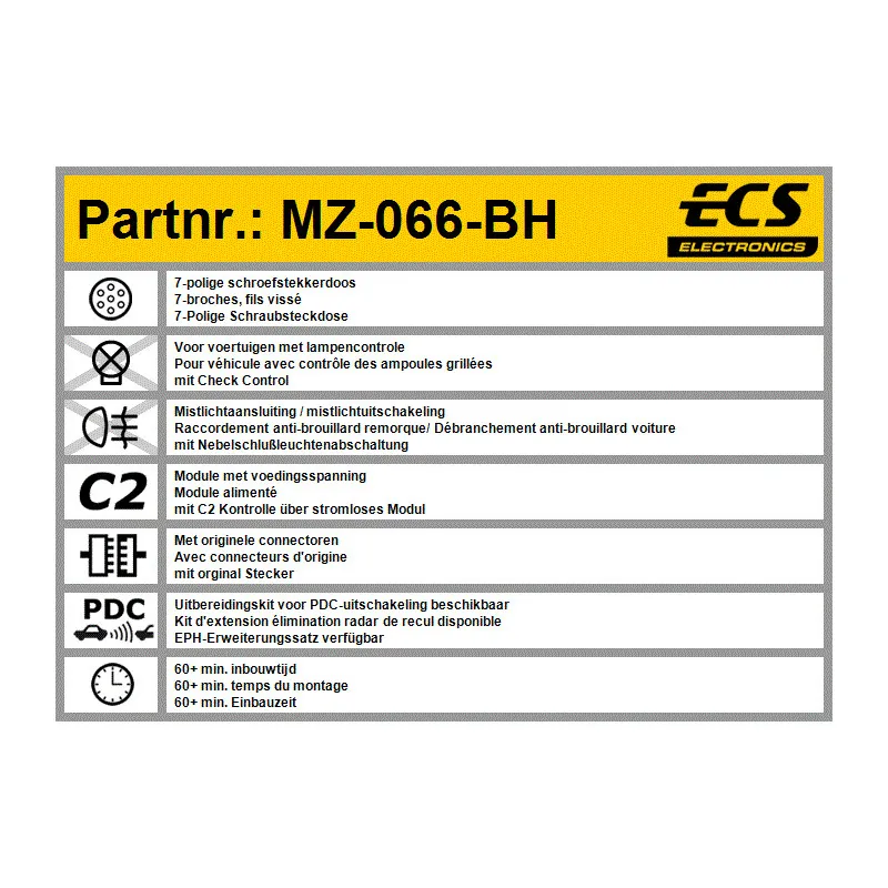Kit électrique, dispositif d'attelage ECS MZ-066-BH