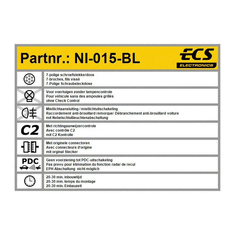 Kit électrique, dispositif d'attelage ECS NI-015-BL