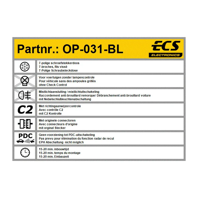 Kit électrique, dispositif d'attelage ECS OP-031-BL