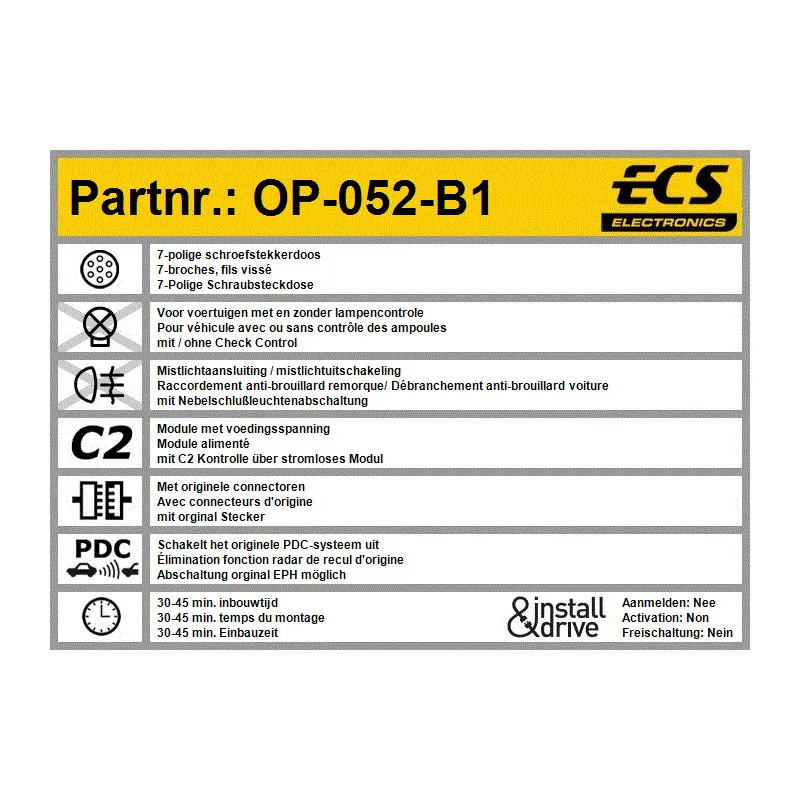 Kit électrique, dispositif d'attelage ECS OP-052-B1