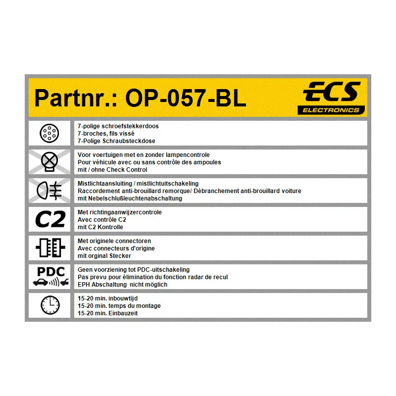 Kit électrique, dispositif d'attelage ECS OP-057-BL