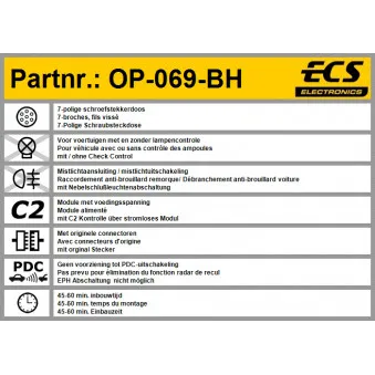 Kit électrique, dispositif d'attelage ECS OP-069-BH