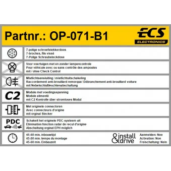 Kit électrique, dispositif d'attelage ECS OP-071-B1