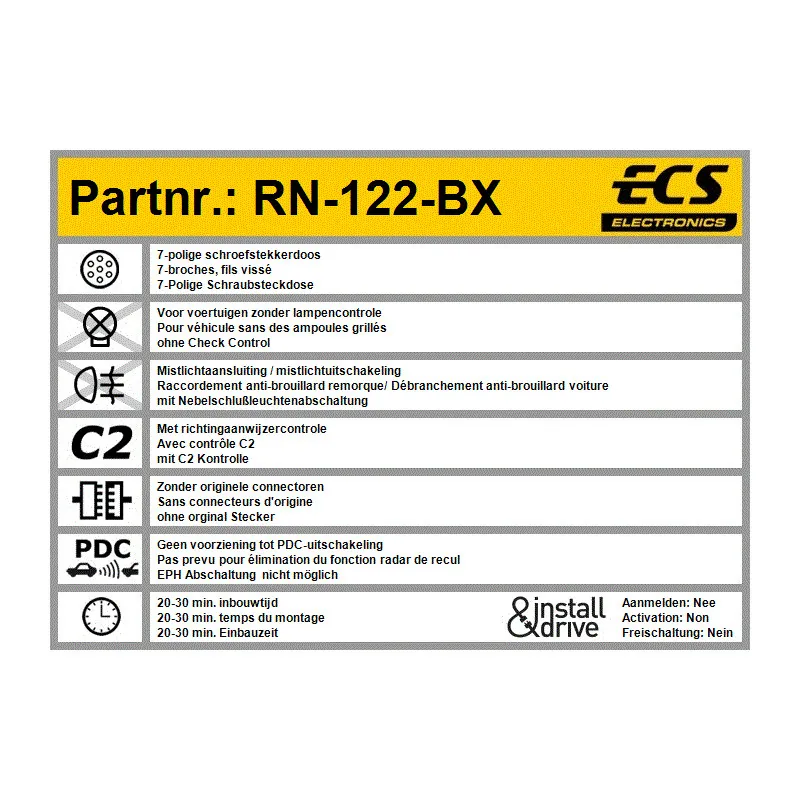 Kit électrique, dispositif d'attelage ECS RN-122-BX