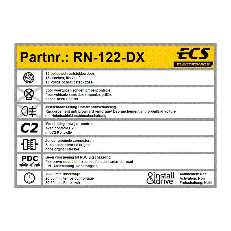 Kit électrique, dispositif d'attelage ECS RN-122-DX