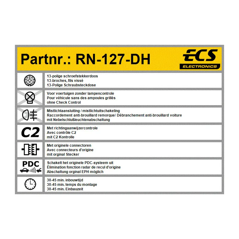 Kit électrique, dispositif d'attelage ECS RN-127-DH