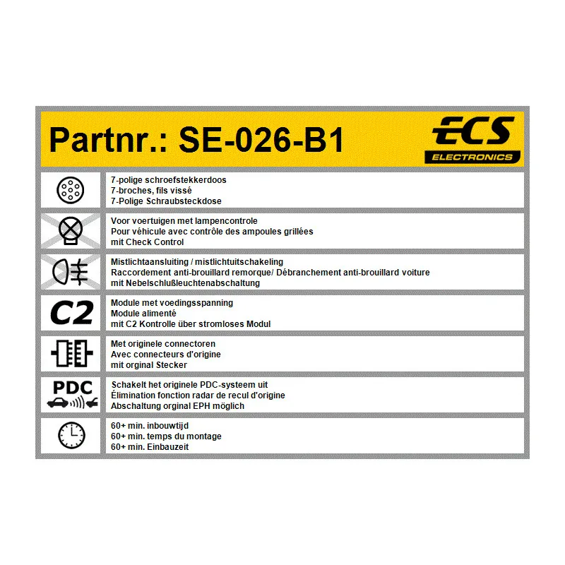 Kit électrique, dispositif d'attelage ECS SE-026-B1
