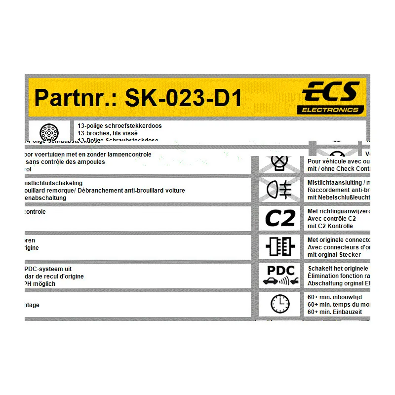 Kit électrique, dispositif d'attelage ECS SK-023-D1
