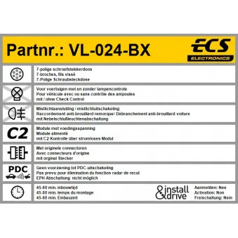 Kit électrique, dispositif d'attelage ECS VL-024-BX