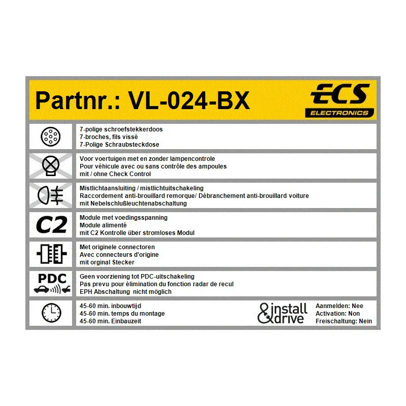 Kit électrique, dispositif d'attelage ECS VL-024-BX