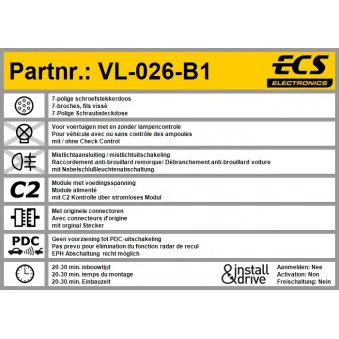 Kit électrique, dispositif d'attelage ECS VL-026-B1