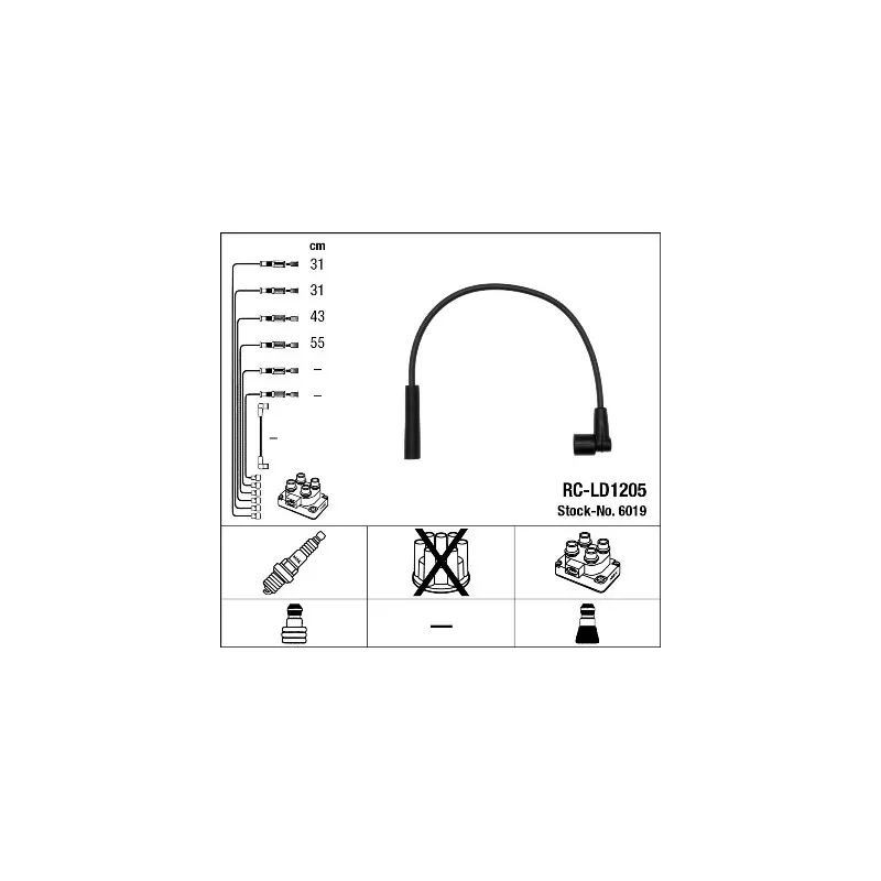 Kit de câbles d'allumage NGK 6019