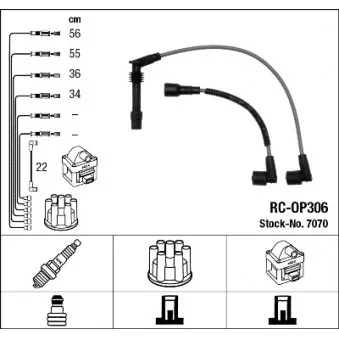Kit de câbles d'allumage NGK 7070