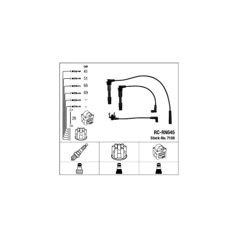 Kit de câbles d'allumage NGK 7108