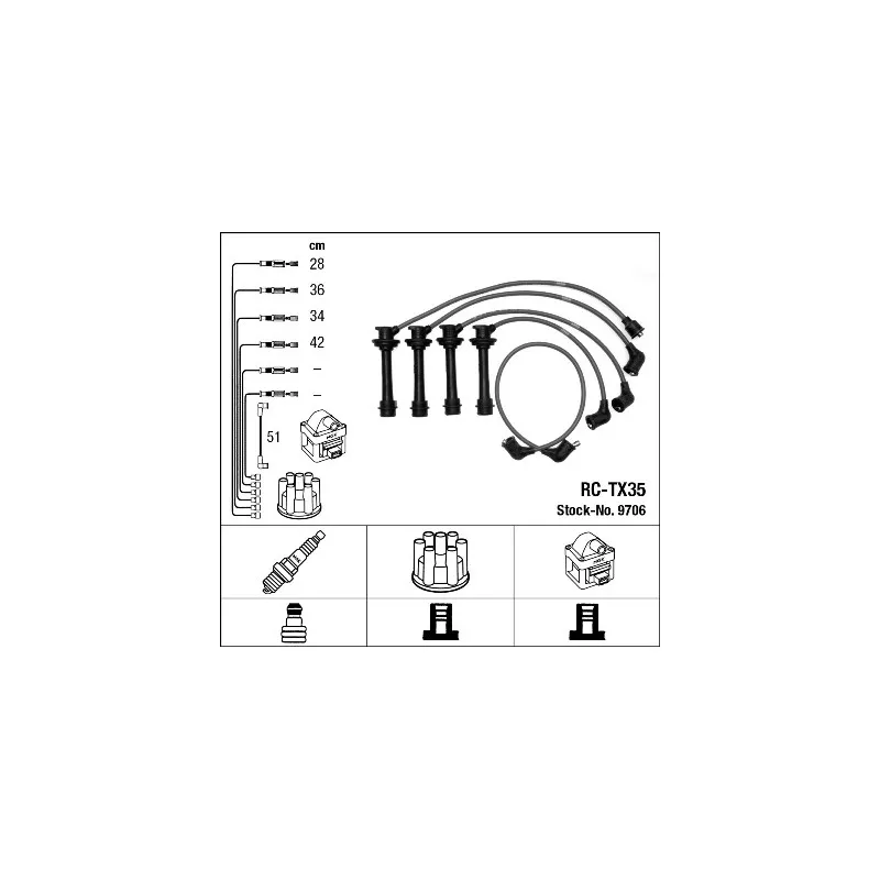 Kit de câbles d'allumage NGK 9706