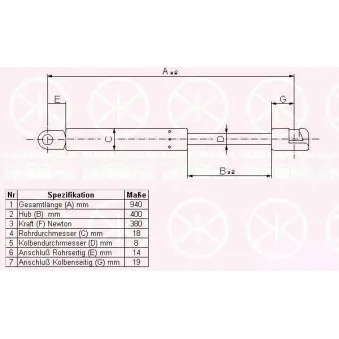 Vérin, capot-moteur KLOKKERHOLM 00132800