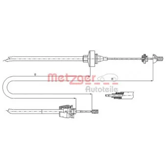 Tirette à câble, commande d'embrayage METZGER 10.2372