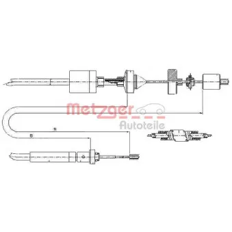 Tirette à câble, commande d'embrayage METZGER 10.2973