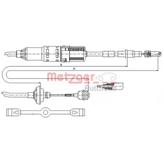 Tirette à câble, commande d'embrayage METZGER 10.342