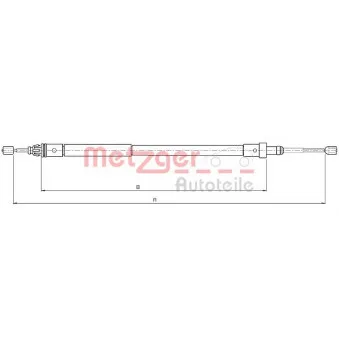 Tirette à câble, frein de stationnement METZGER 10.4581