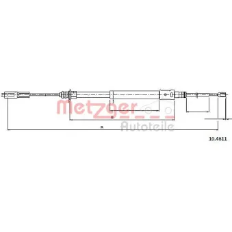 Tirette à câble, frein de stationnement METZGER 10.4611