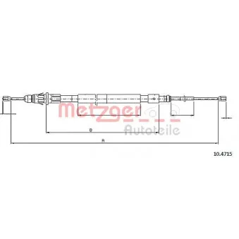 Tirette à câble, frein de stationnement METZGER 10.4715