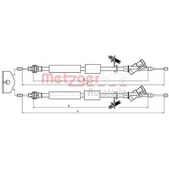 Tirette à câble, frein de stationnement METZGER 10.5371