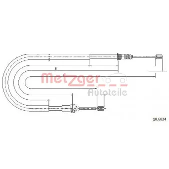 Tirette à câble, frein de stationnement METZGER 10.6034