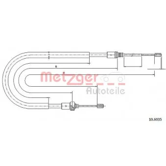 Tirette à câble, frein de stationnement METZGER 10.6035