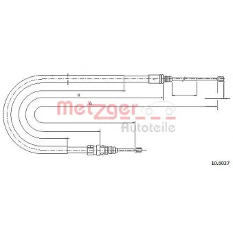 Tirette à câble, frein de stationnement METZGER 10.6037