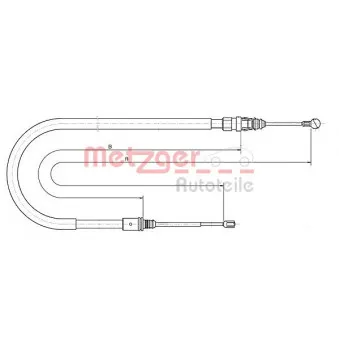 Tirette à câble, frein de stationnement METZGER 10.6224