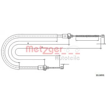 Tirette à câble, frein de stationnement METZGER 10.6891
