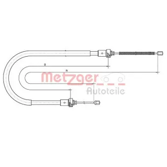 Tirette à câble, frein de stationnement METZGER 10.6892