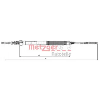Tirette à câble, frein de stationnement METZGER 10.7481