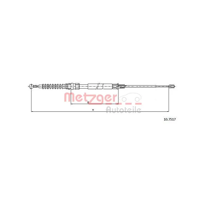 Tirette à câble, frein de stationnement METZGER 10.7517