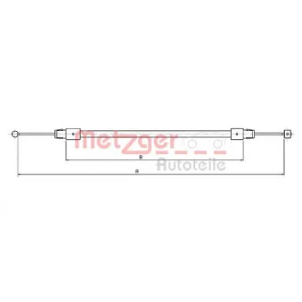 Tirette à câble, frein de stationnement METZGER 10.7633