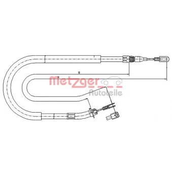 Tirette à câble, frein de stationnement METZGER 10.9873