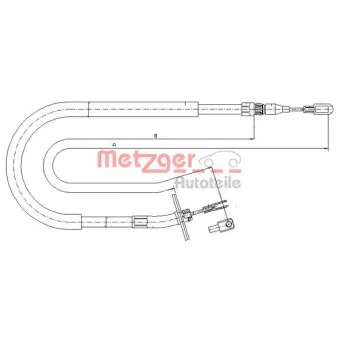 Tirette à câble, frein de stationnement arrière droit METZGER 10.9876