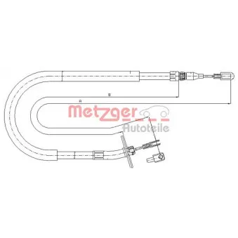 Tirette à câble, frein de stationnement arrière droit METZGER 10.9880