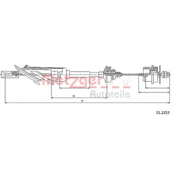 Tirette à câble, commande d'embrayage METZGER 11.2253