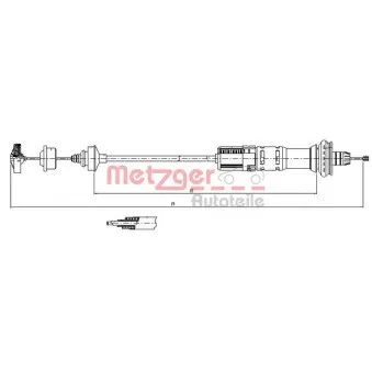 Tirette à câble, commande d'embrayage METZGER 11.3028