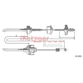 Tirette à câble, commande d'embrayage METZGER 11.3035