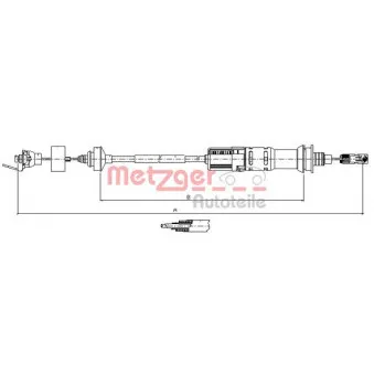 Tirette à câble, commande d'embrayage METZGER 11.3925