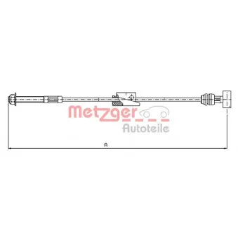 Tirette à câble, frein de stationnement METZGER 11.5452