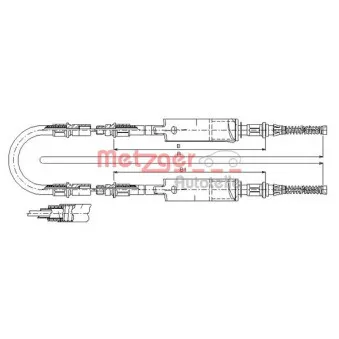 Tirette à câble, frein de stationnement METZGER 11.5661