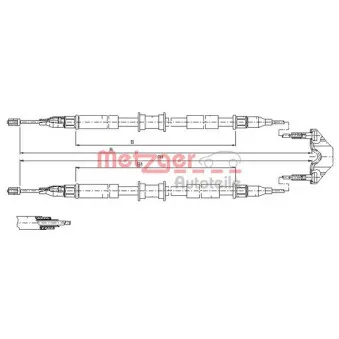 Tirette à câble, frein de stationnement METZGER 11.5765