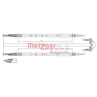 Tirette à câble, frein de stationnement METZGER 11.5867
