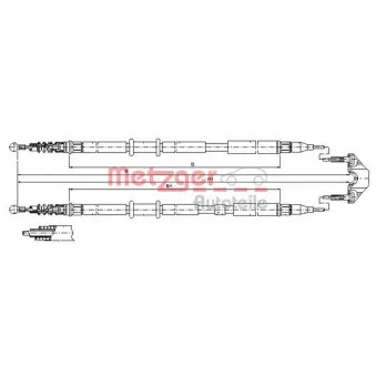 Tirette à câble, frein de stationnement METZGER 11.5952